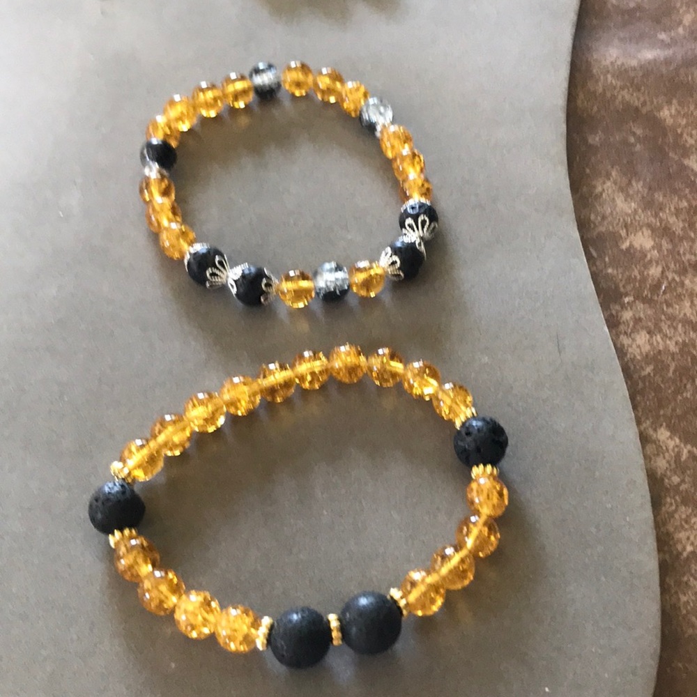 Aromatherapy bracelets set of two.  Gold